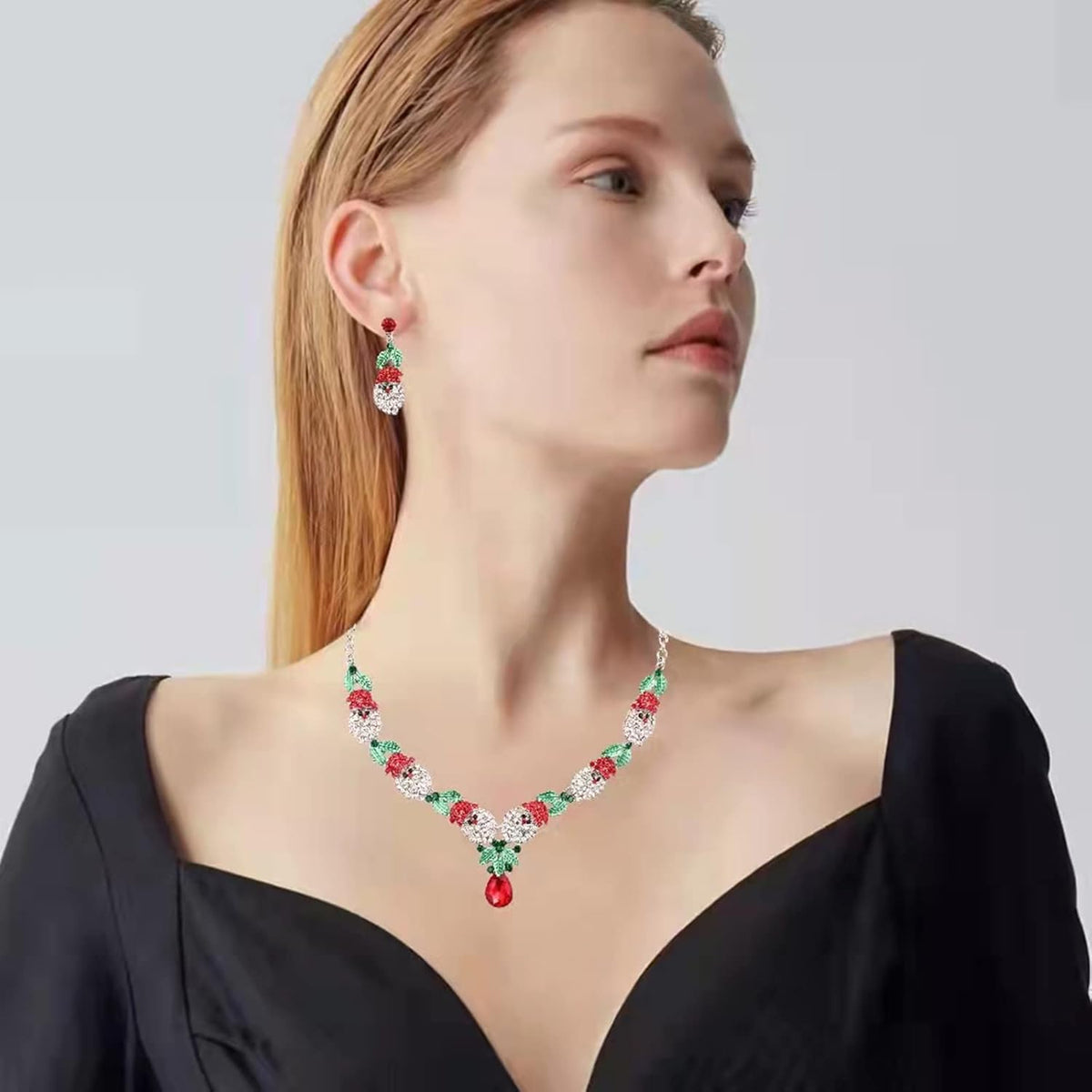 christmas necklace earring jewelry set for women