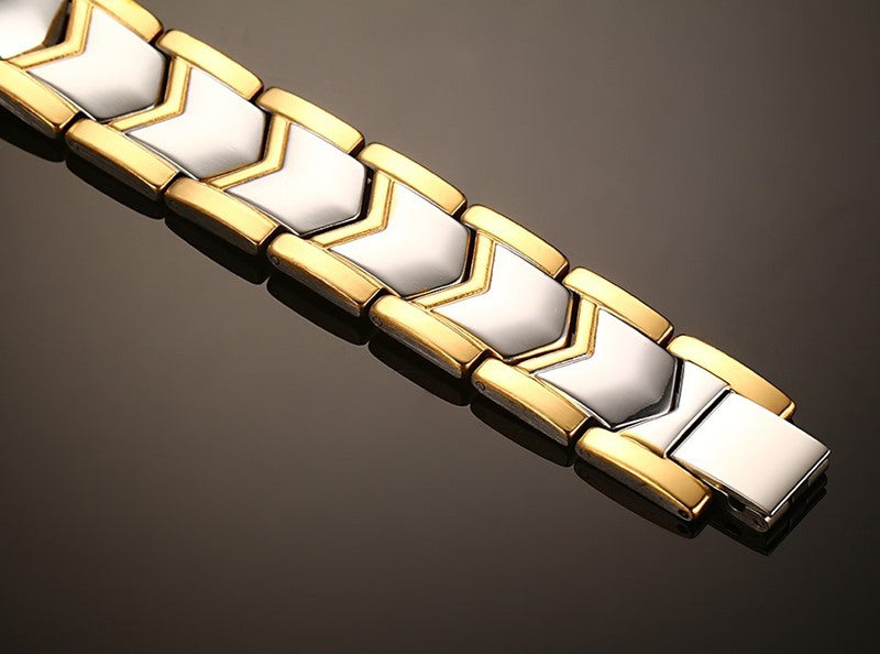 Gold double row magnet bracelet front view