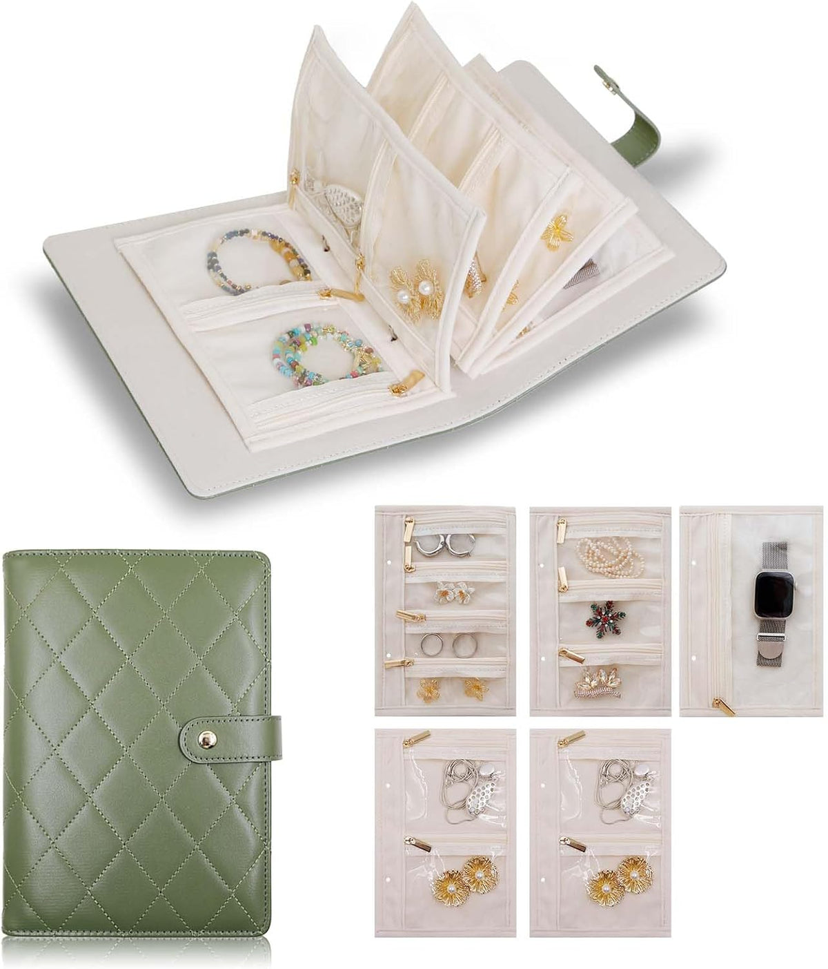 Travel jewelry organizer case for women open storage compartments