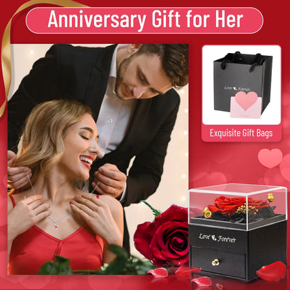 Eternal Rose Necklace Earrings Set Gift for Women