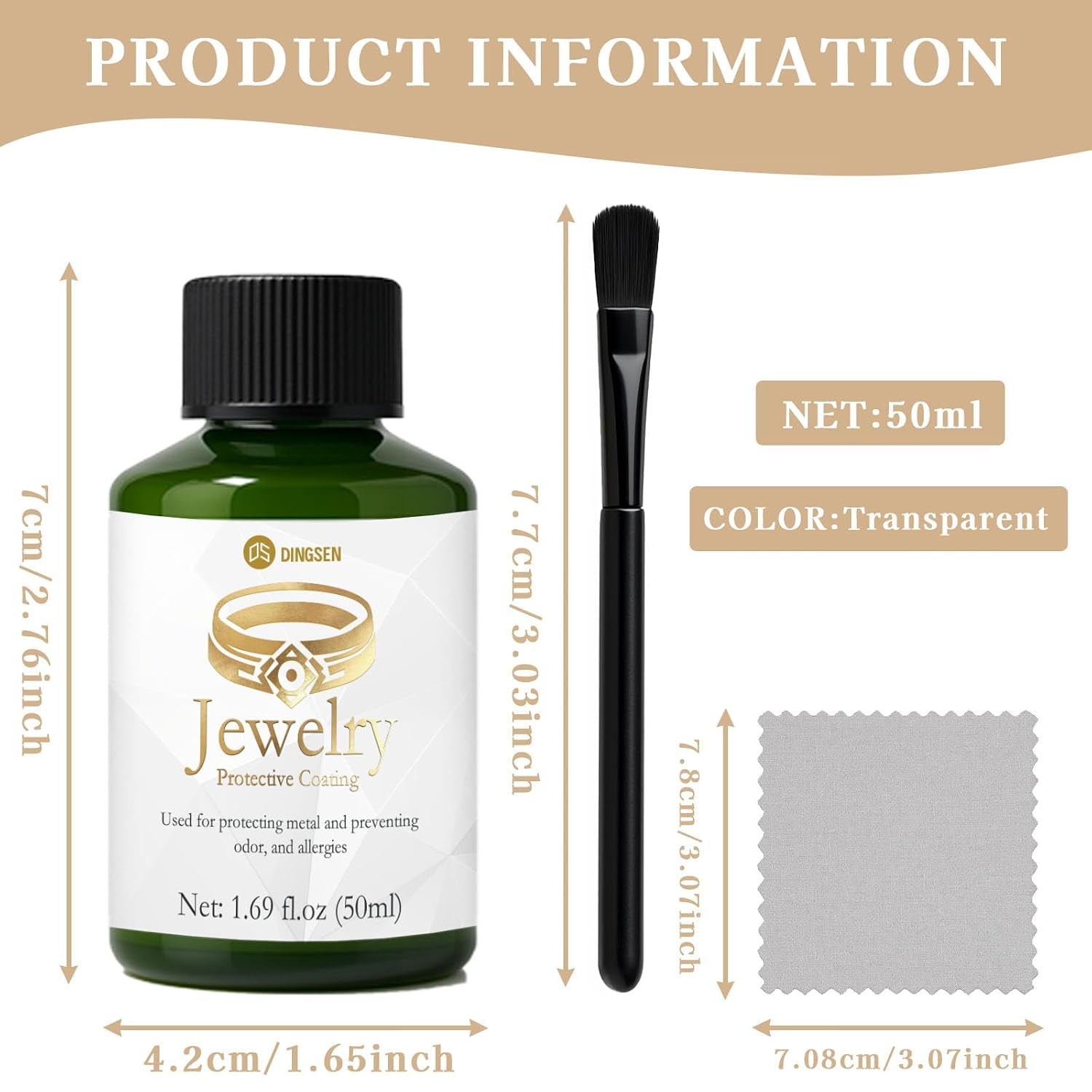 Jewelry protective coating anti tarnish kit being applied to necklace