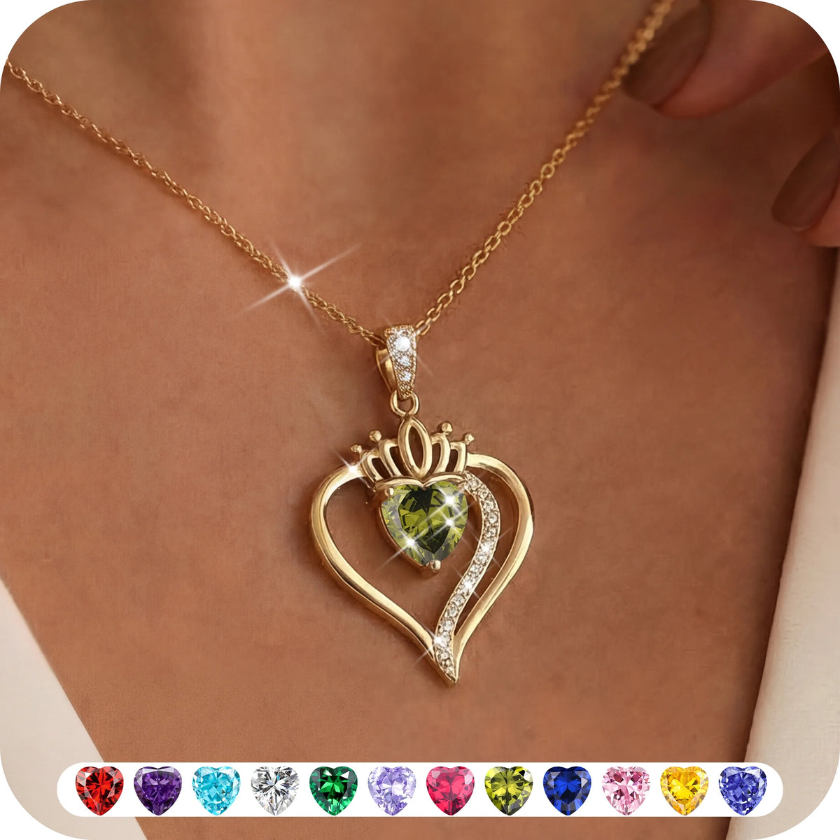 18K gold plated peridot birthstone necklace for women