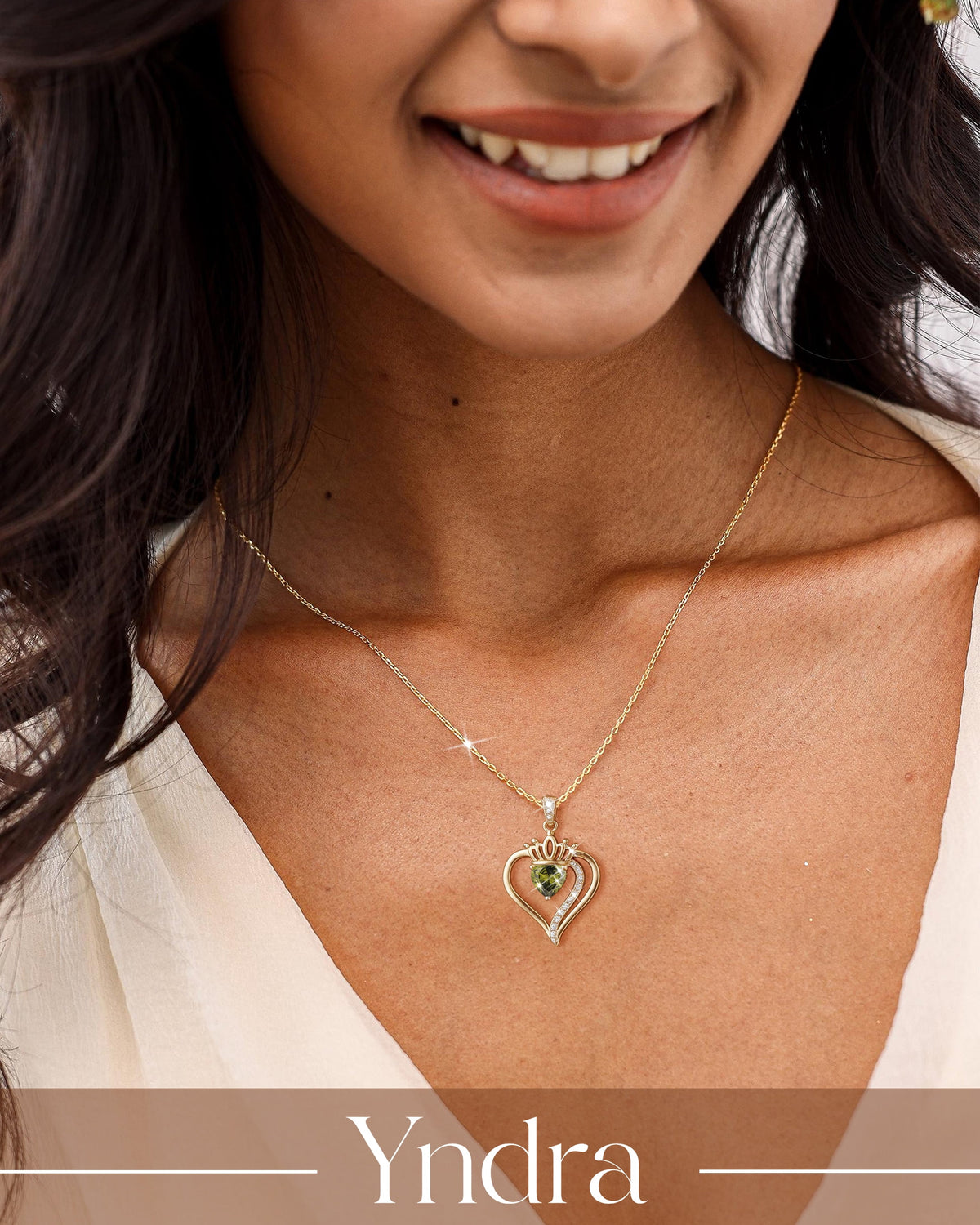 18K gold plated peridot birthstone necklace for women
