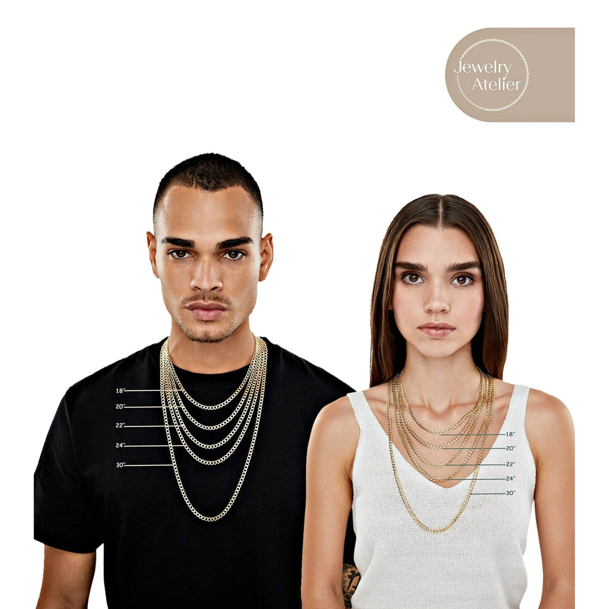 14K gold filled Cuban link chain necklace width size