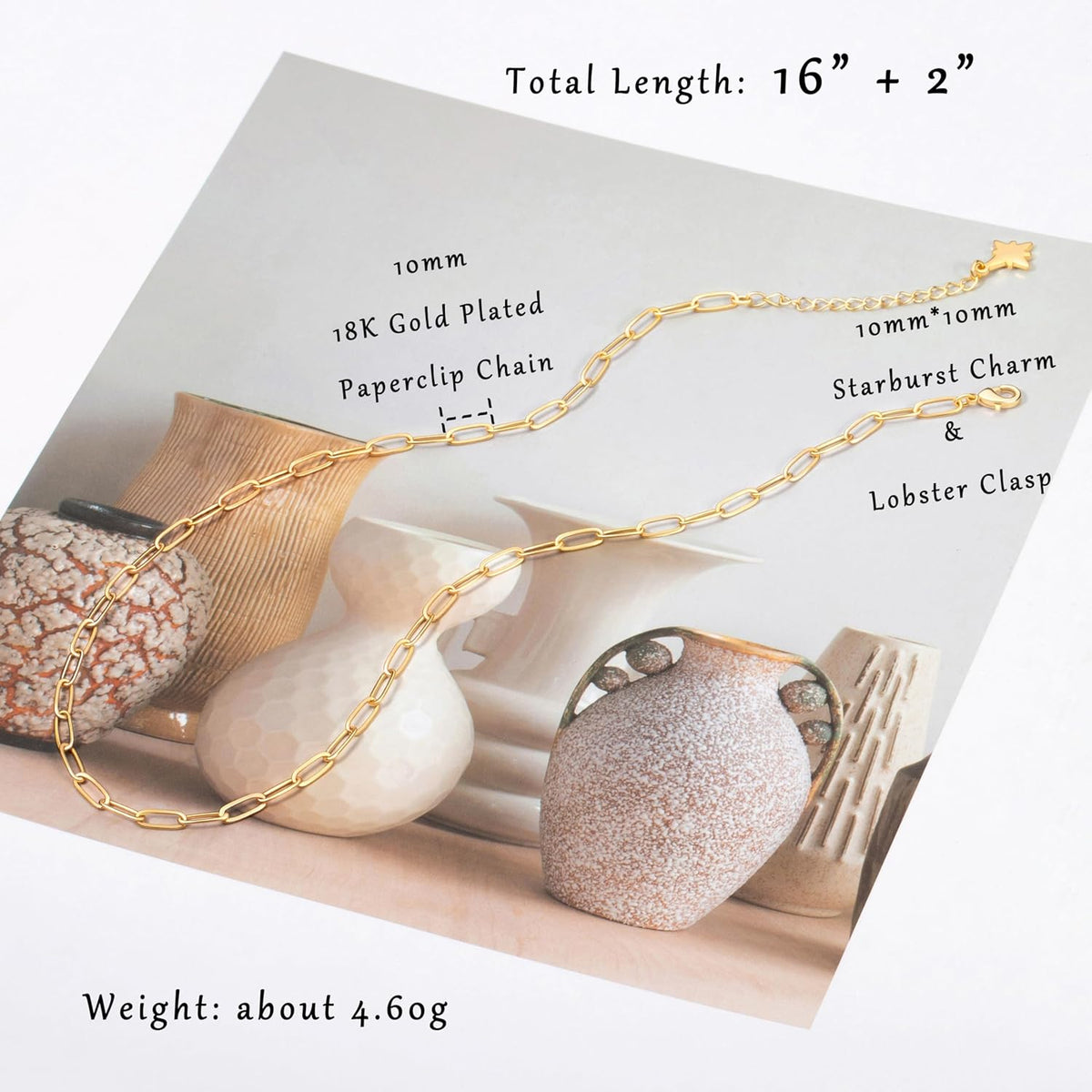 18K Gold Plated Freshwater Pearl Pendant Necklace Women