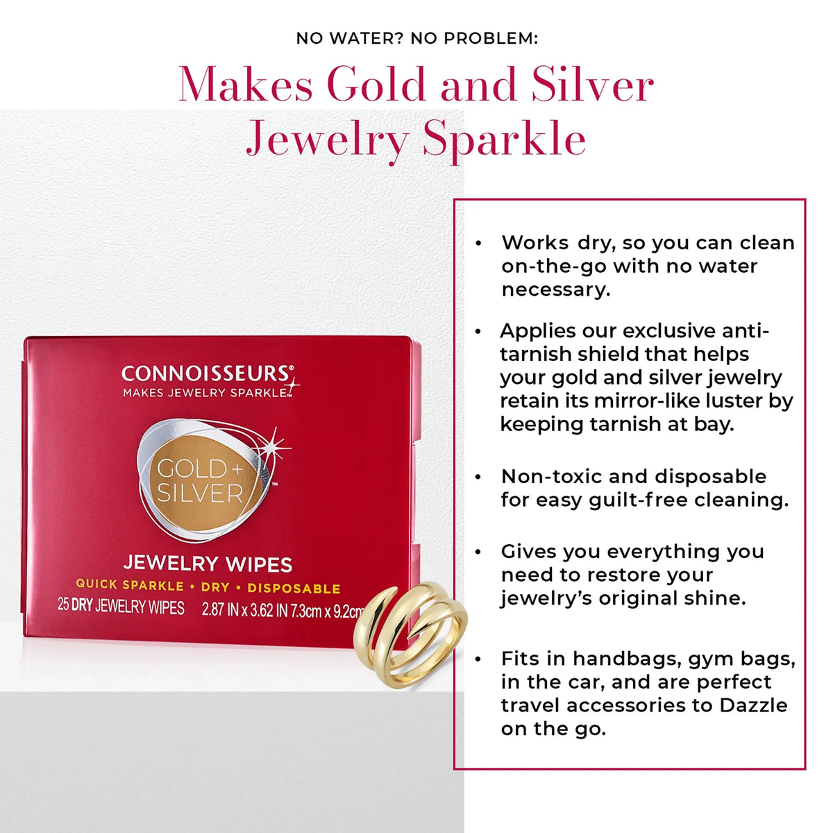 Jewelry Cleaning Wipes Gold &amp; Silver – 25 Count Pack