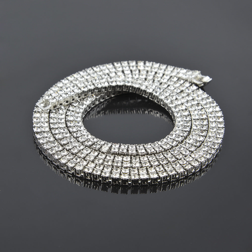 Alloy diamond 2 row hip hop necklace 