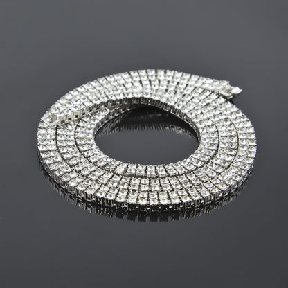 Alloy diamond 2 row hip hop necklace 