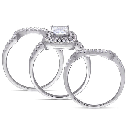 Cubic zirconia emerald sterling silver bridal set stone