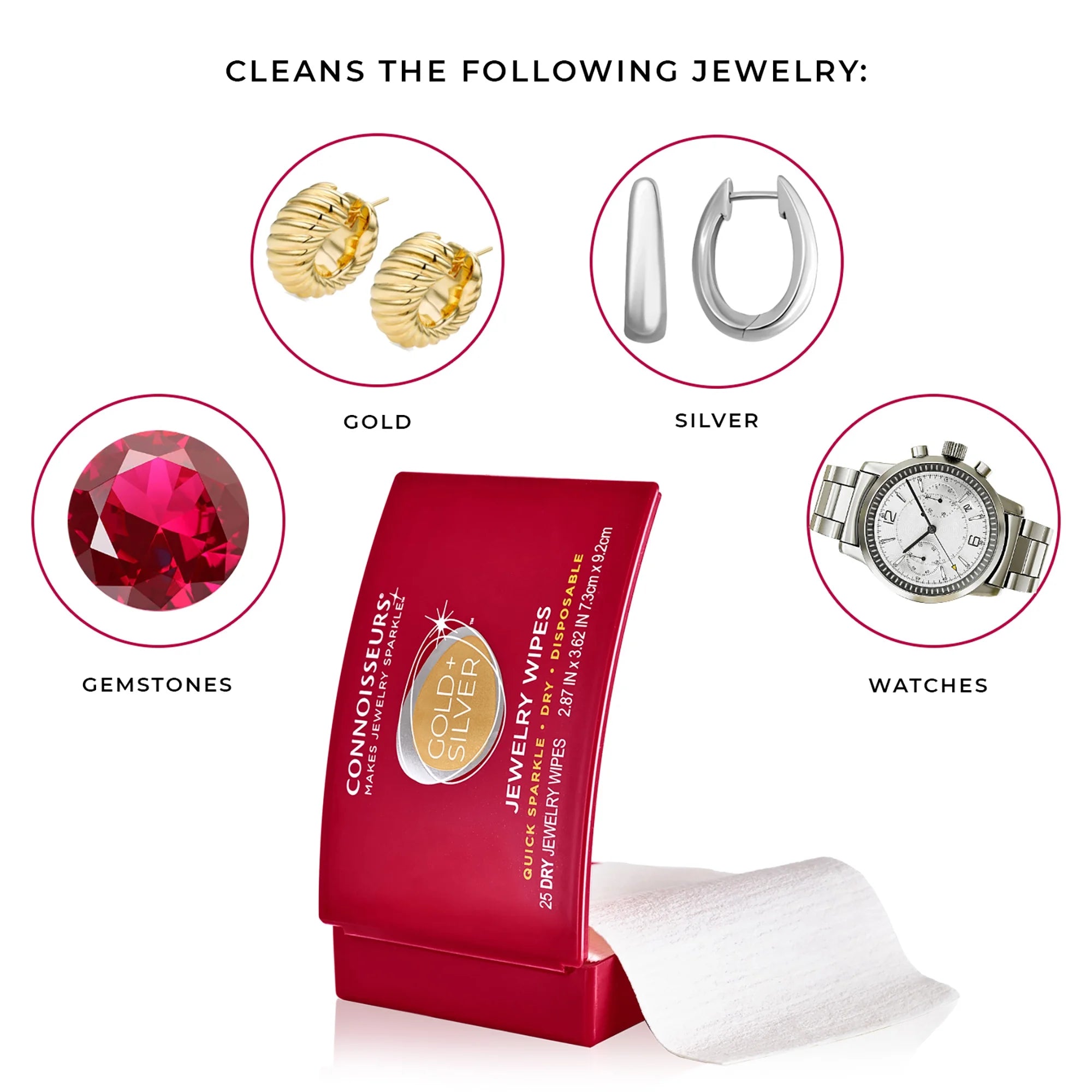 Jewelry Cleaning Wipes Gold & Silver – 25 Count Pack