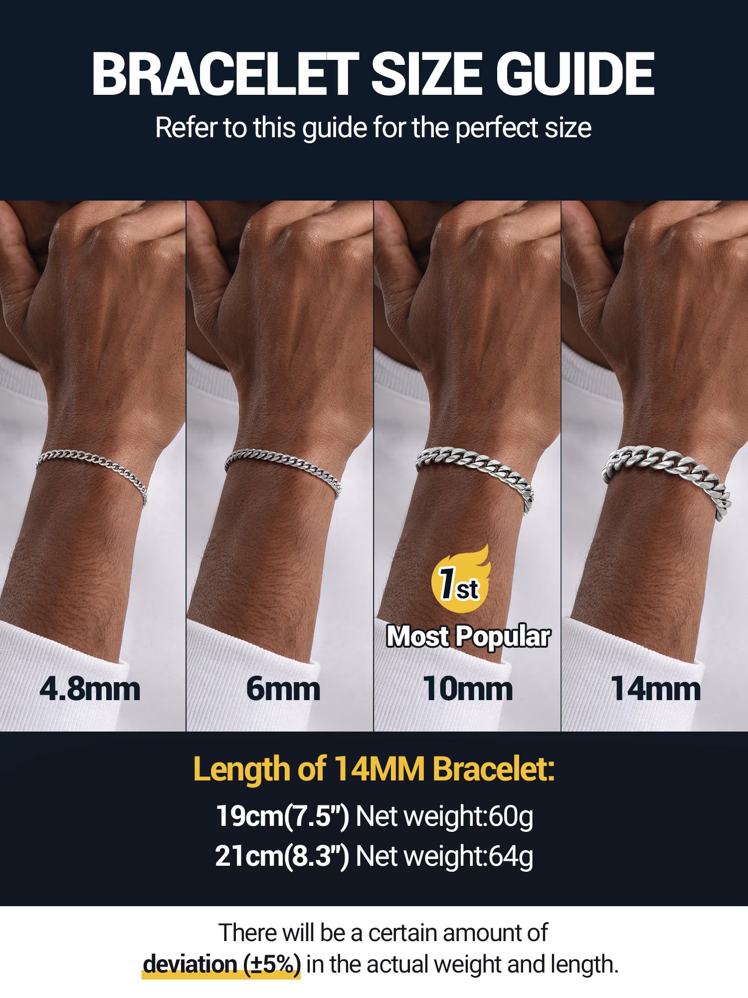 Men's chunky Cuban bracelet stainless steel 14MM