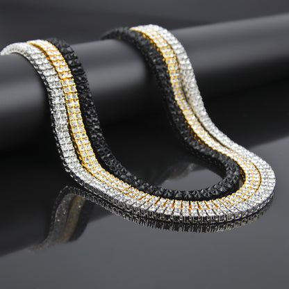 Alloy diamond 2 row hip hop necklace 
