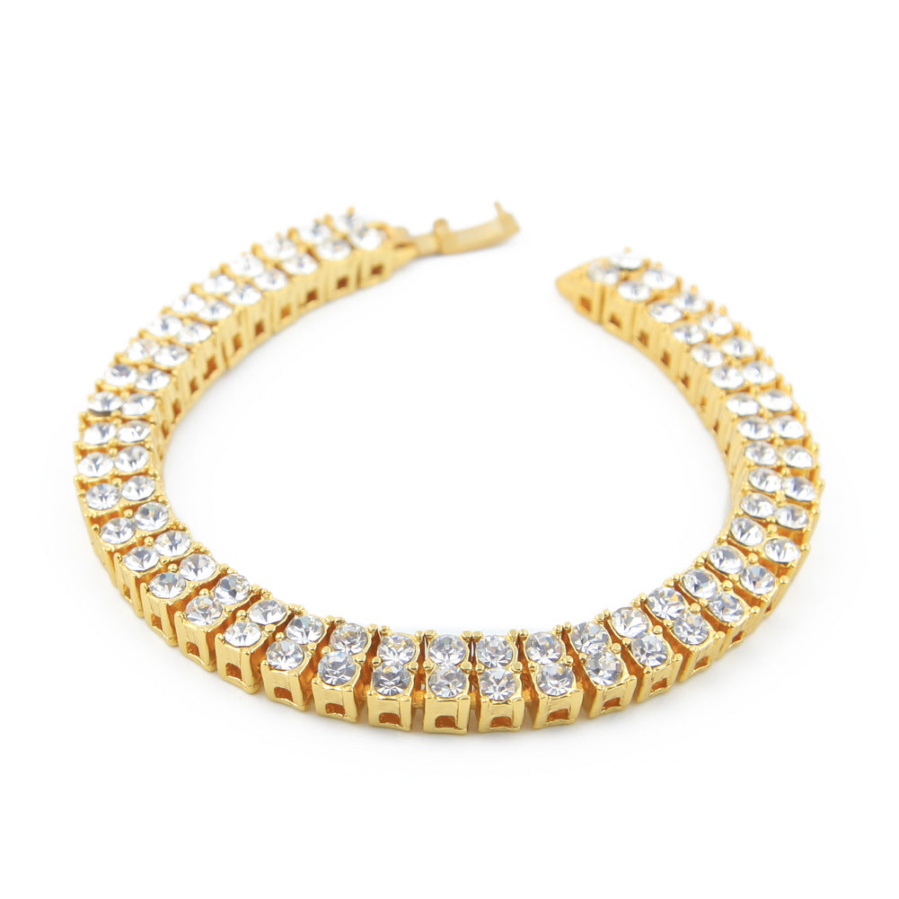 Men's rhinestone hip hop 2 row bracelet NB02