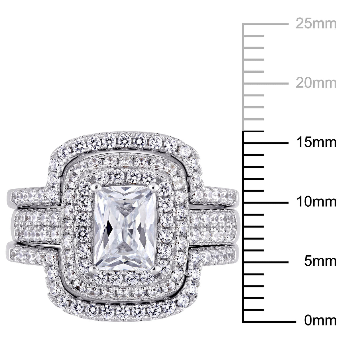 Cubic zirconia emerald sterling silver bridal set stone