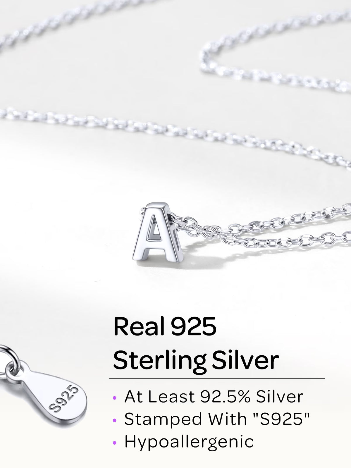 Sterling Silver Initial Necklace for Women Choker Necklace Dainty Waterproof Silver Letter a Pendant Hypoallergenic Jewelry Christmas Graduation Birthday Anniversary Gifts for Her