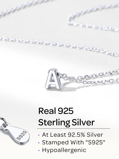 Sterling Silver Initial Necklace for Women Choker Necklace Dainty Waterproof Silver Letter a Pendant Hypoallergenic Jewelry Christmas Graduation Birthday Anniversary Gifts for Her