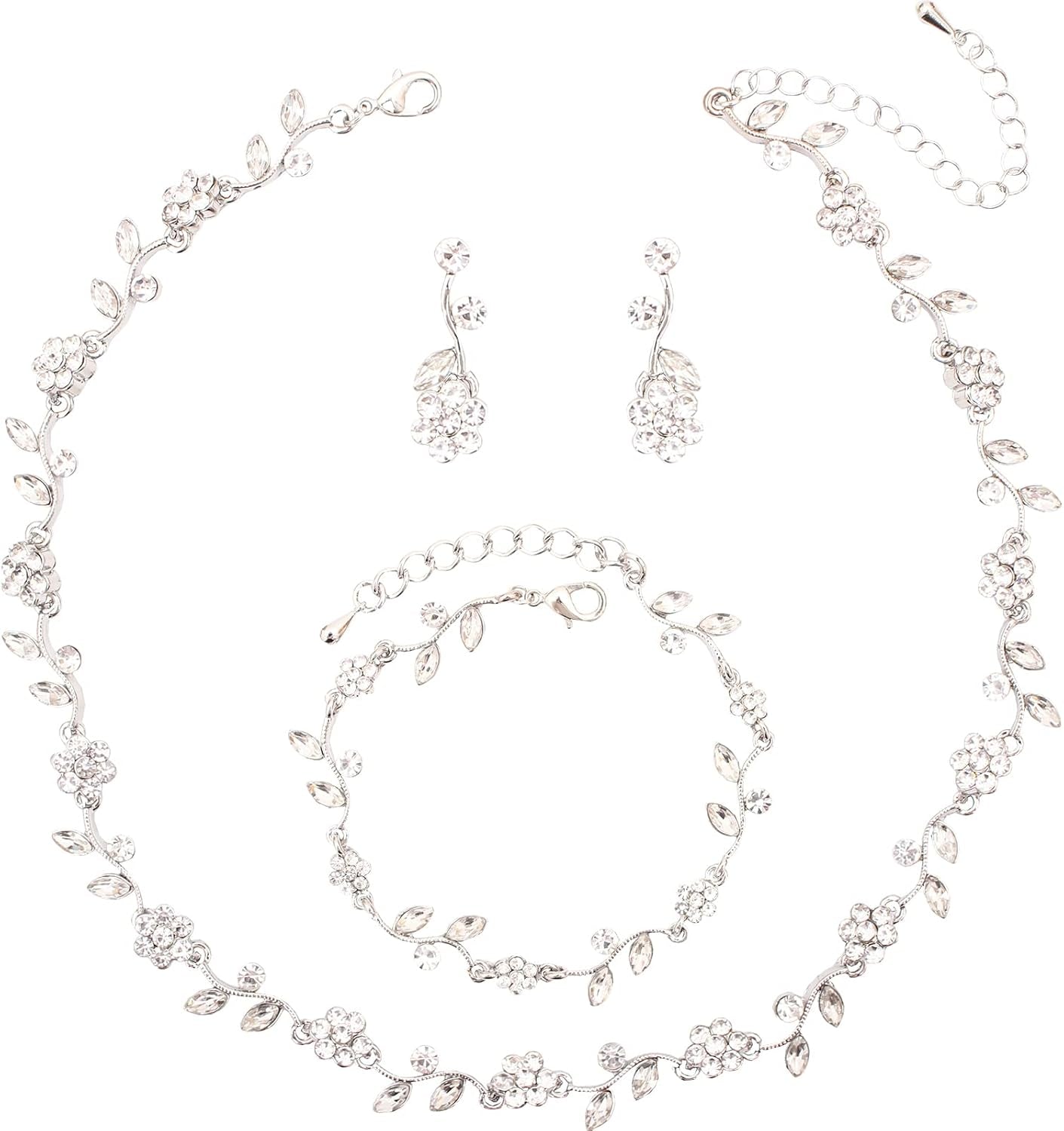Bridal wedding crystal flower jewelry set Austrian crystal