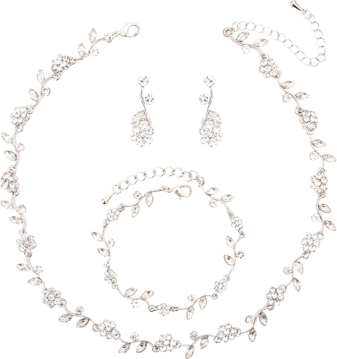 Bridal wedding crystal flower jewelry set Austrian crystal