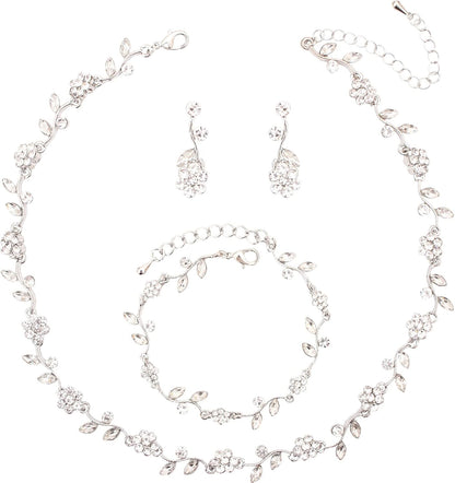 Bridal wedding crystal flower jewelry set Austrian crystal