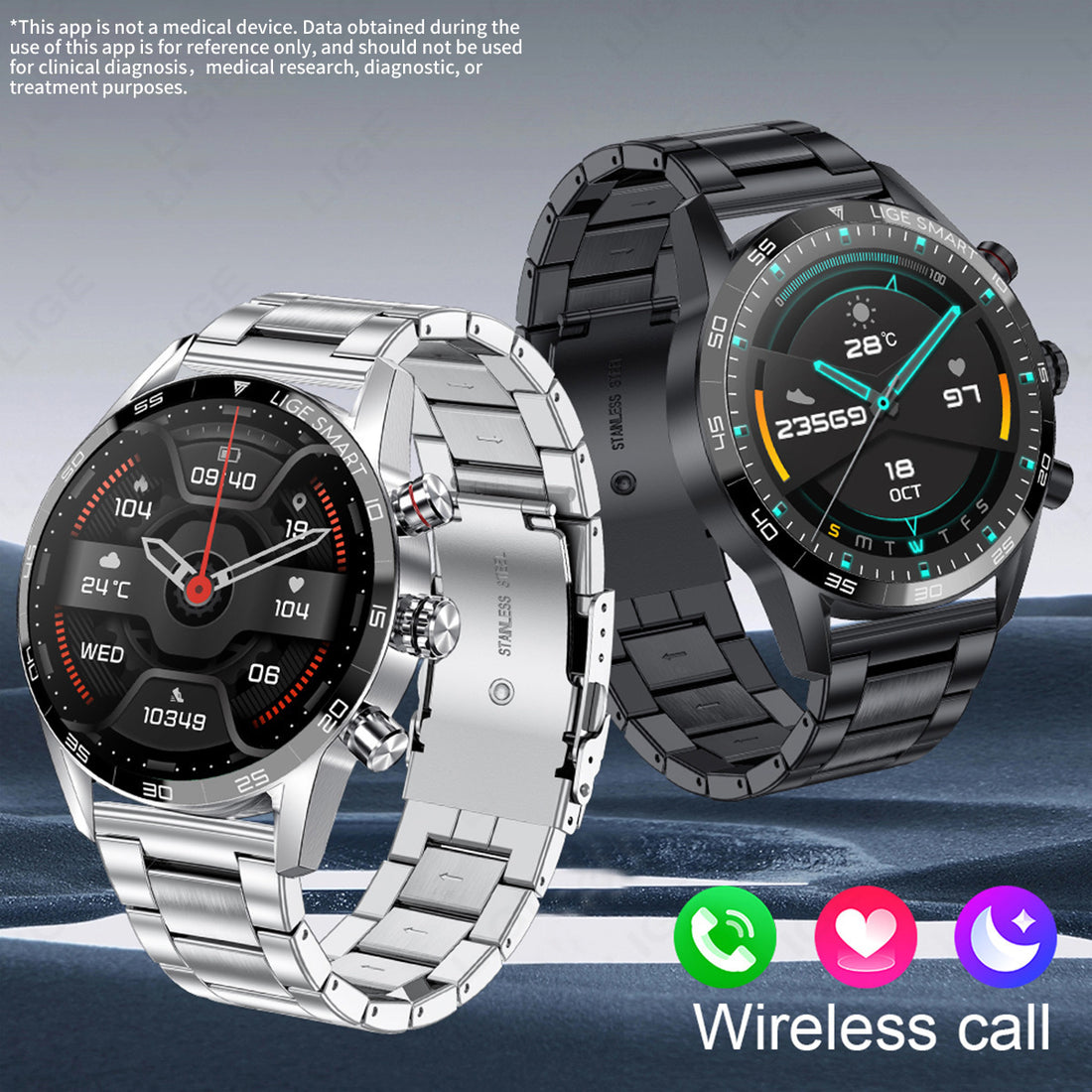 bluetooth smartwatch men blood pressure &amp; heart rate