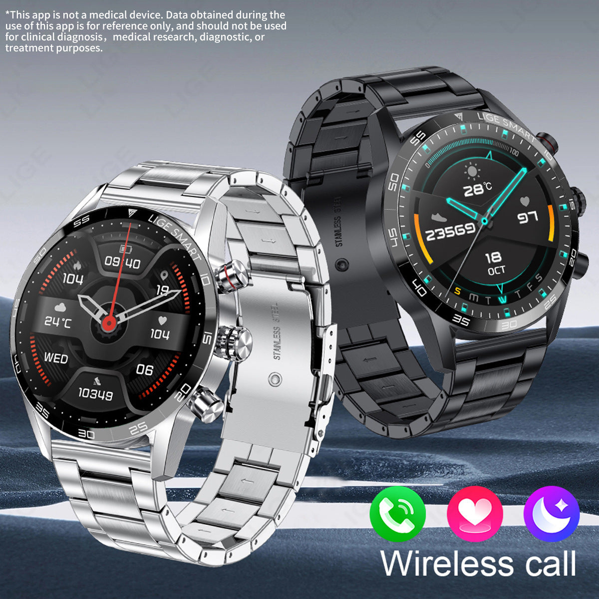 bluetooth smartwatch men blood pressure &amp; heart rate