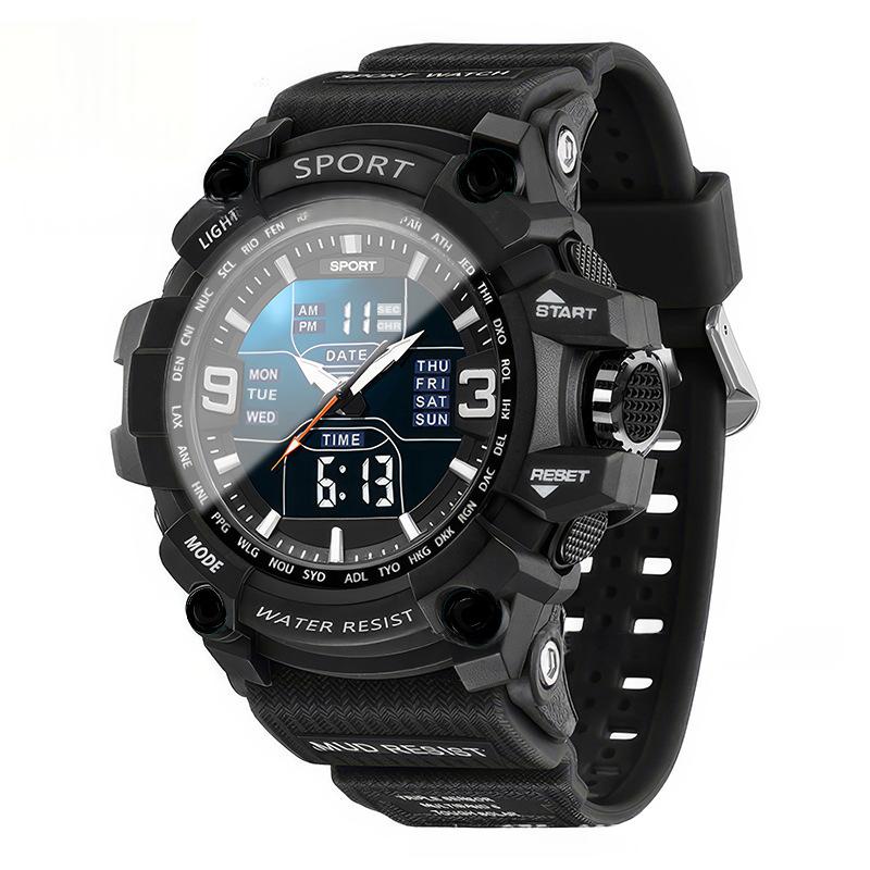 Men's tactical sports electronic watch luminous display detail