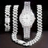 Hip hop watch bracelet and necklace set full set view