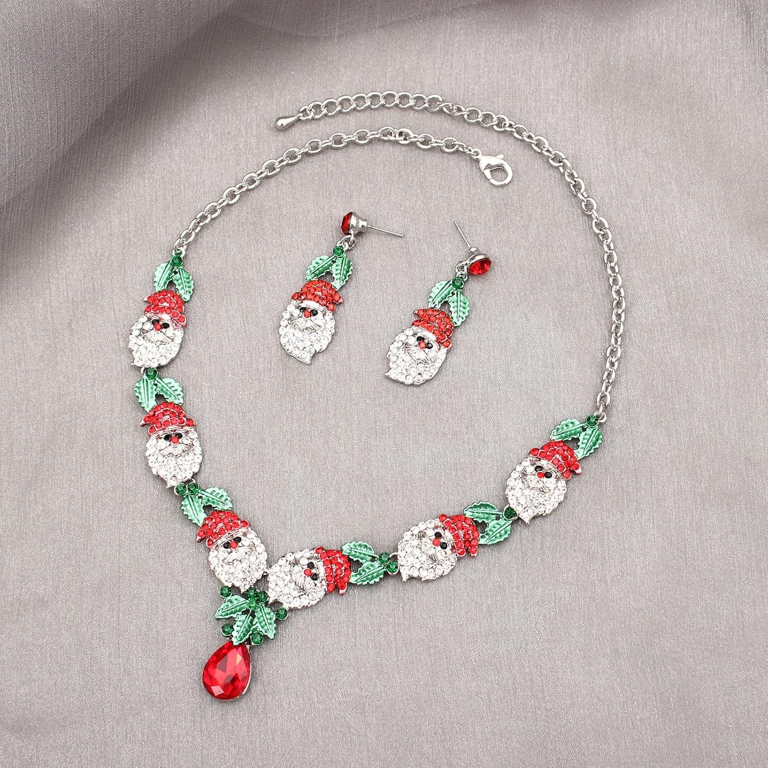 christmas necklace earring jewelry set for women