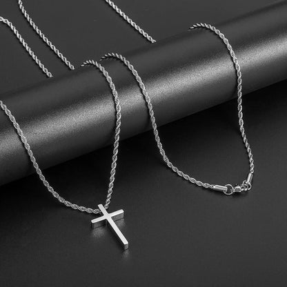 Stainless steel cross necklace for men gold silver black finish detail