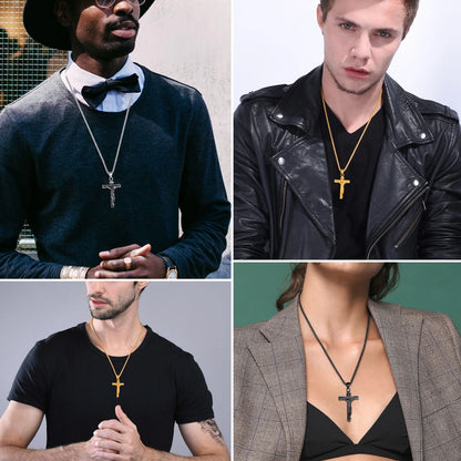 Gold plated cross necklace for men INRI crucifix pendant