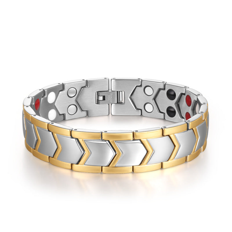 Gold double row magnet bracelet front view