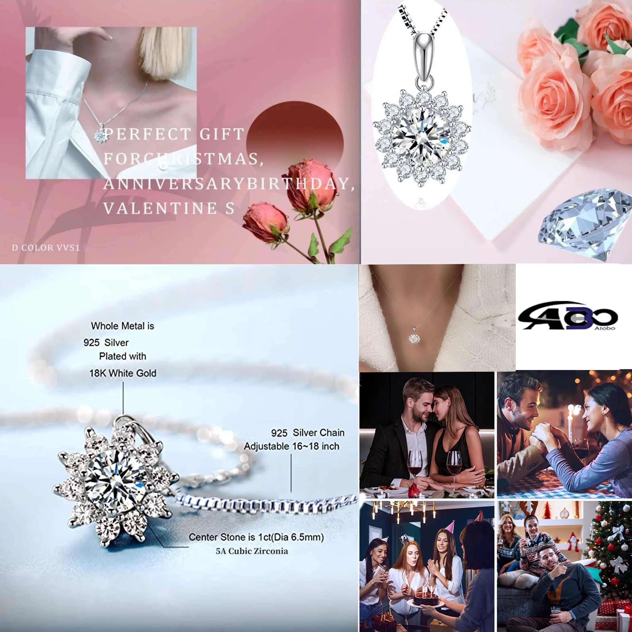 moissanite pendant necklace sterling silver women