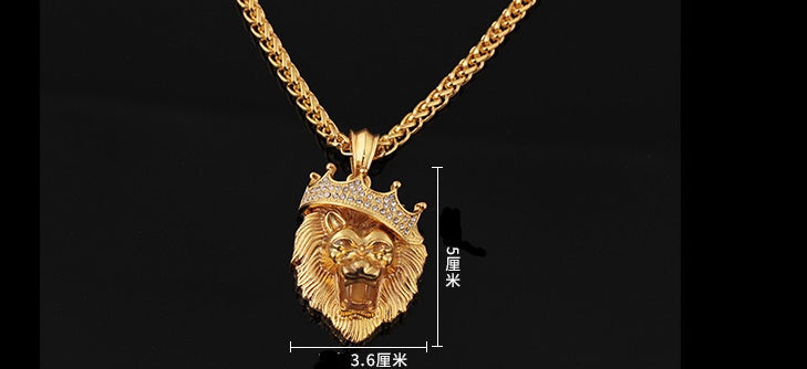 Diamond crown lion hip hop luminous necklace glowing pendant detail