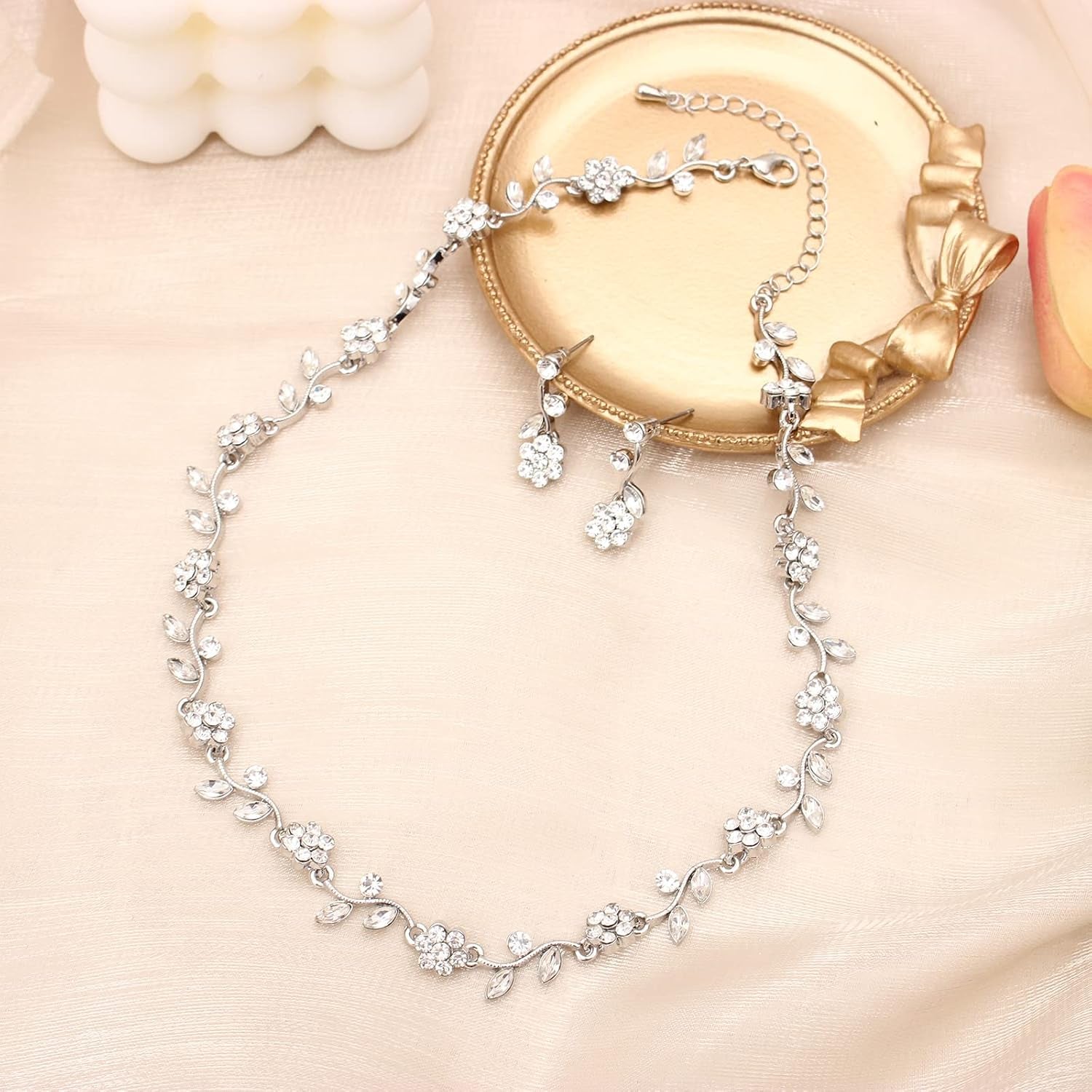 Bridal wedding crystal flower jewelry set Austrian crystal