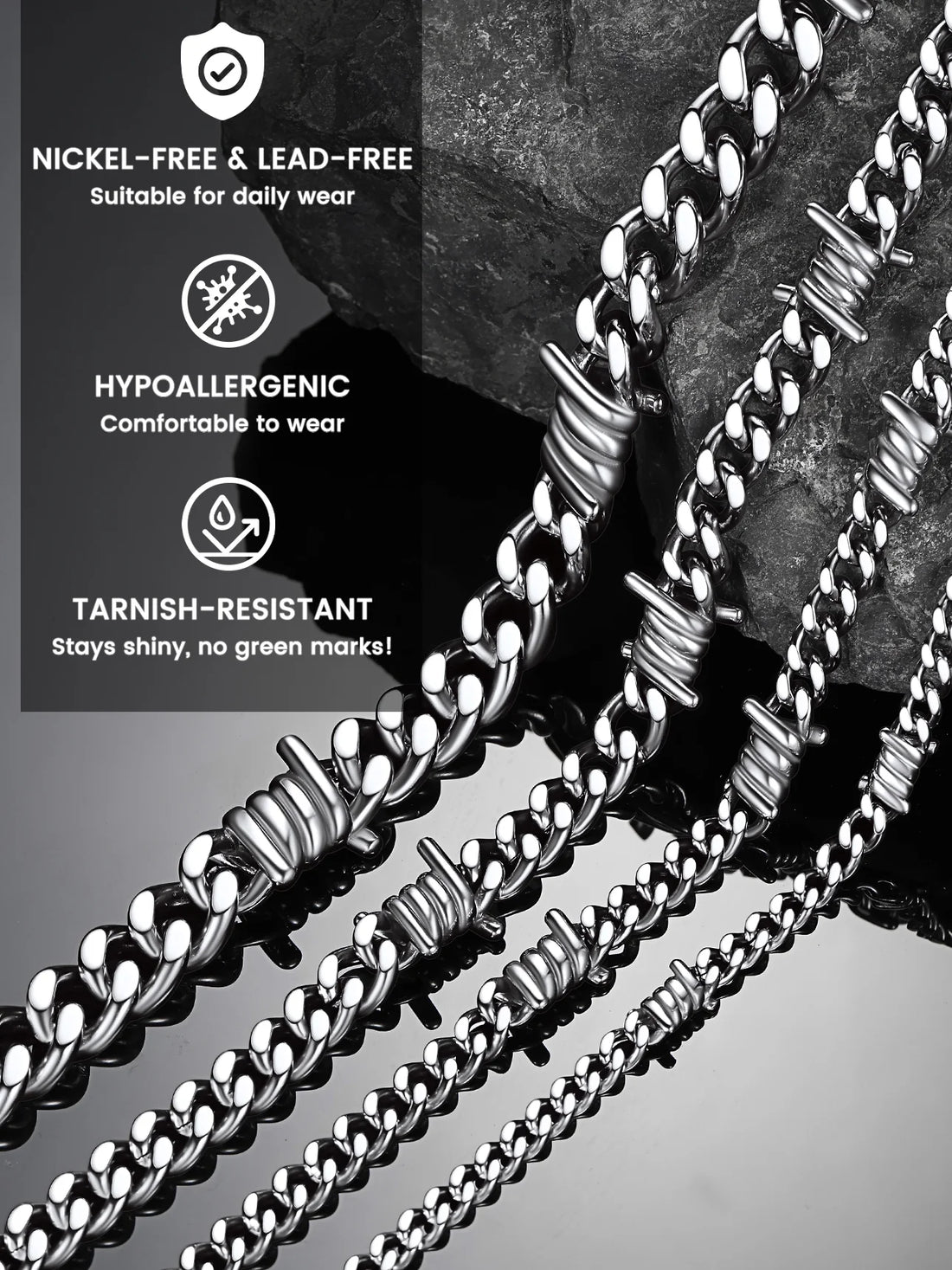 Thorns Cuban Chain Barbed Wire Necklace for Men – 9MM