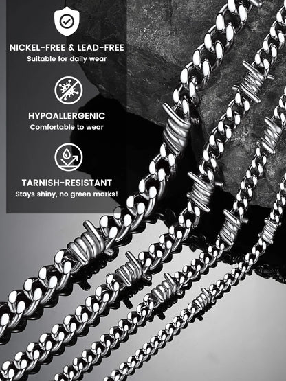 Thorns Cuban Chain Barbed Wire Necklace for Men – 9MM