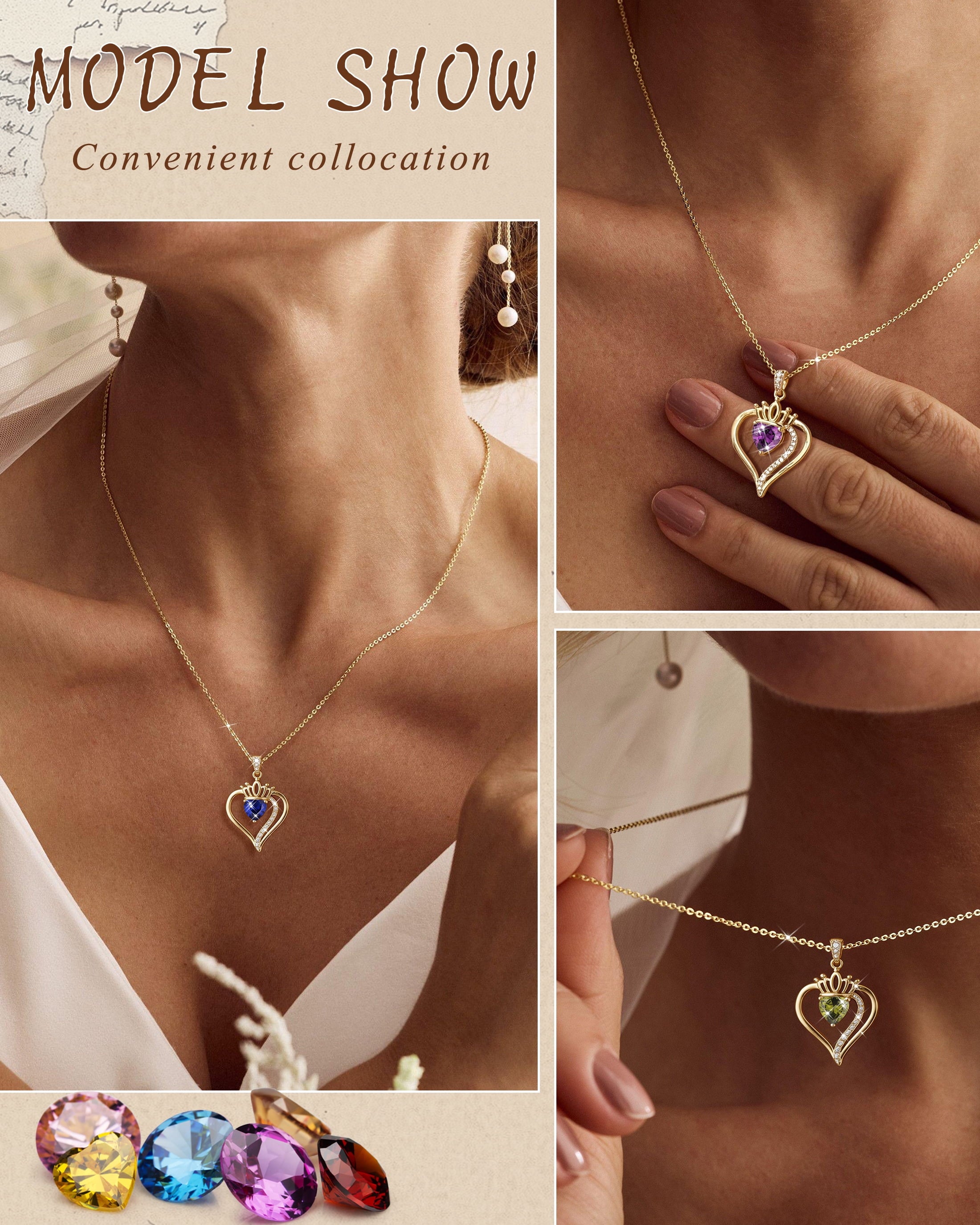18K gold plated peridot birthstone necklace for women