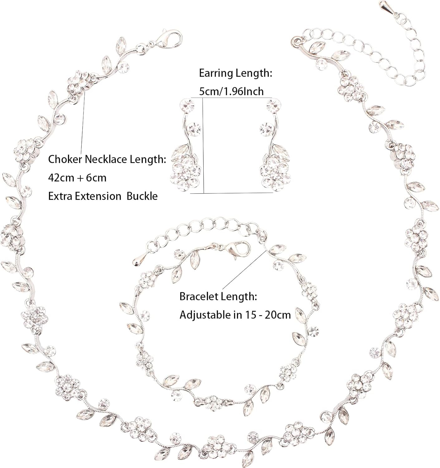 Bridal wedding crystal flower jewelry set Austrian crystal