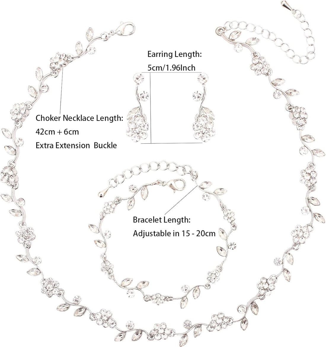 Bridal wedding crystal flower jewelry set Austrian crystal