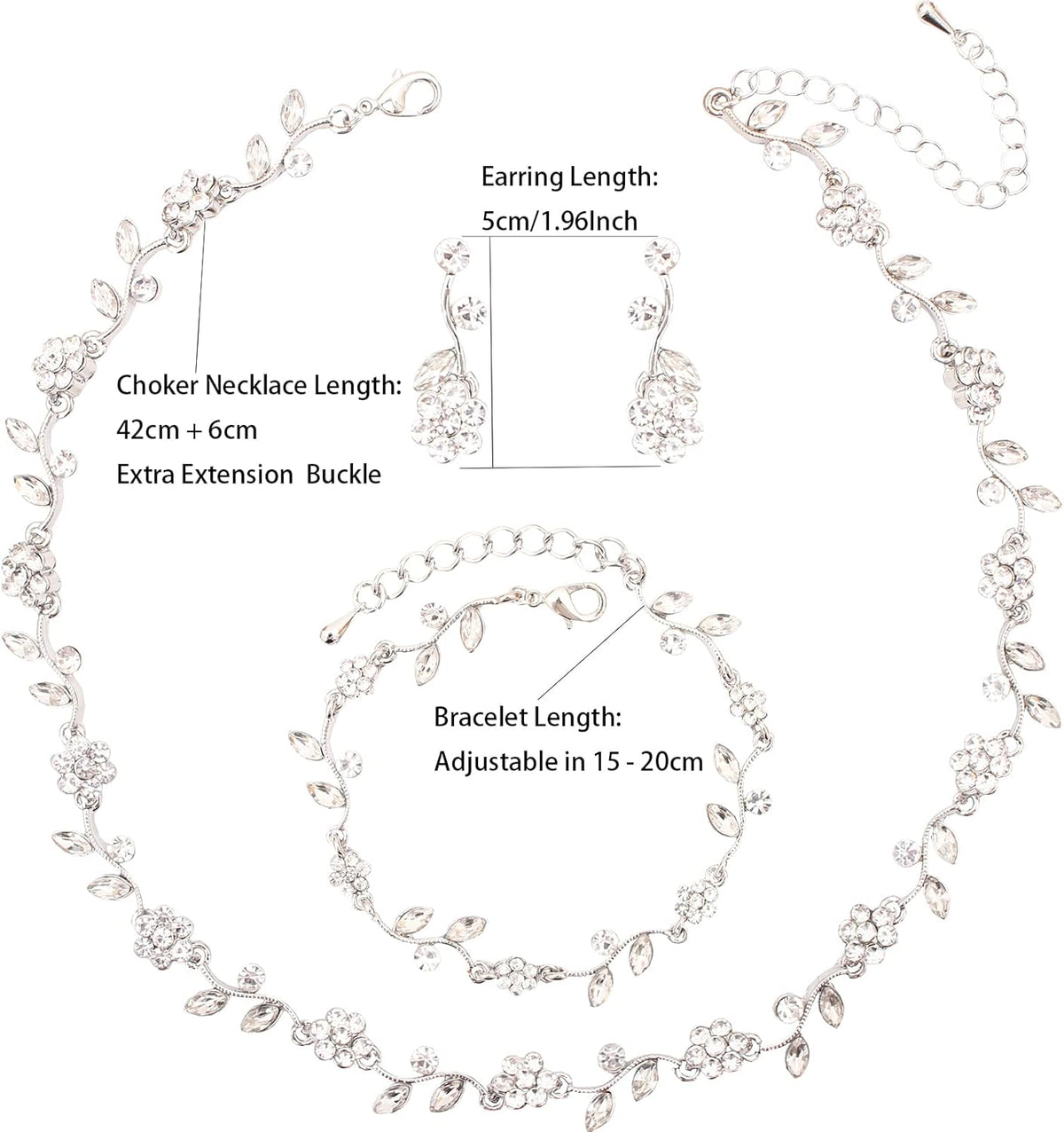 Bridal wedding crystal flower jewelry set Austrian crystal
