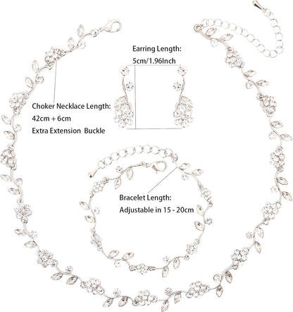 Bridal wedding crystal flower jewelry set Austrian crystal