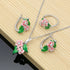 Vintage purple enamel orchid sterling silver jewelry set enamel 
