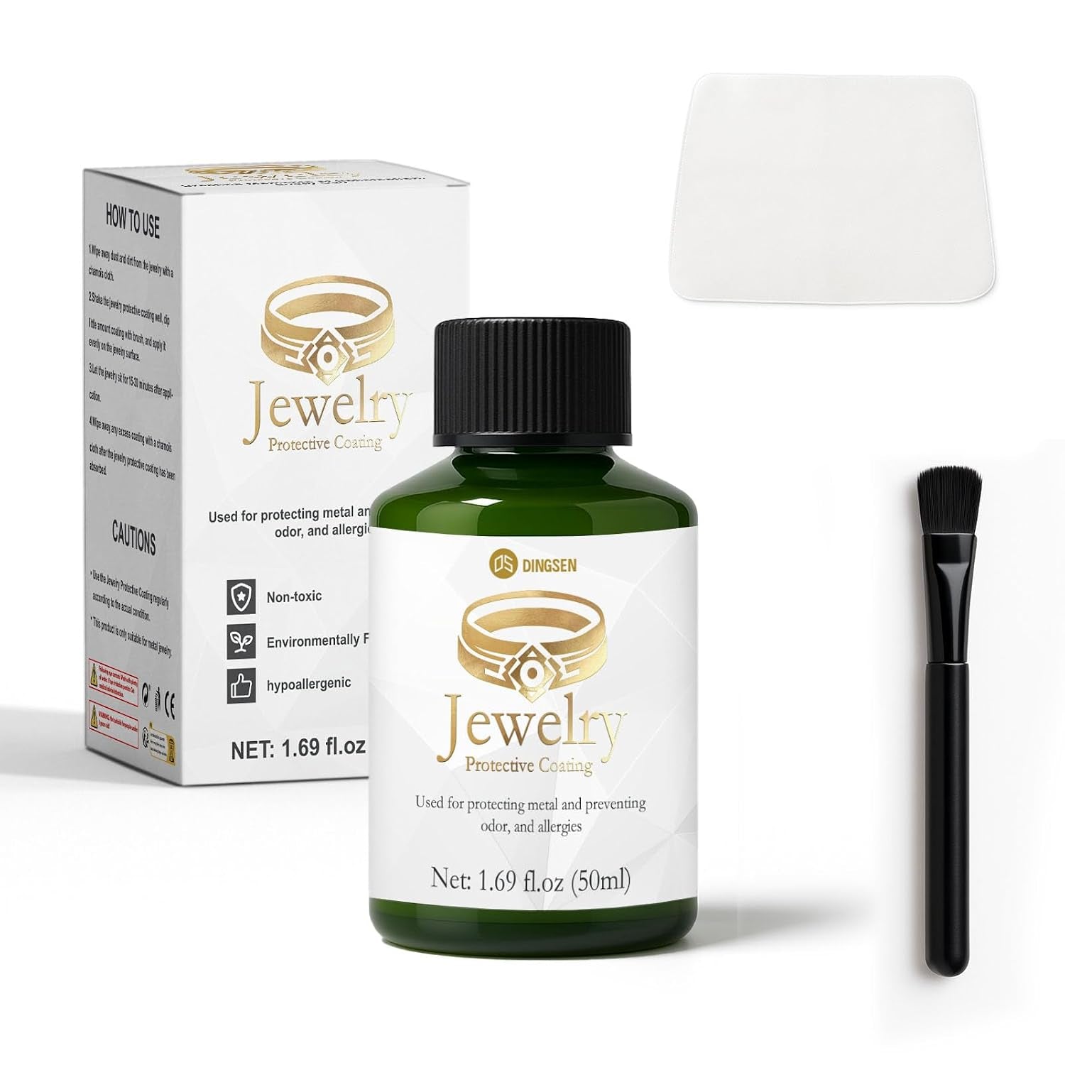 50Ml Jewelry Protective Coating Kit, anti Tarnish Coating for Jewelry, against Wear & Oxidation, Clear Protective Shield for Metals, Gemstones