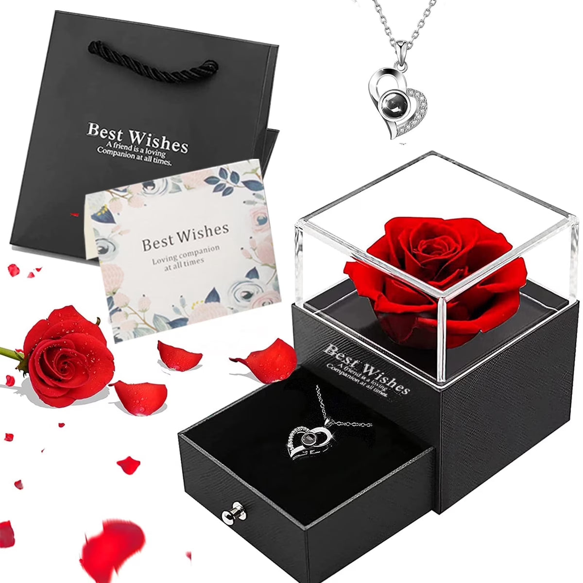 preserved real rose necklace gift for women