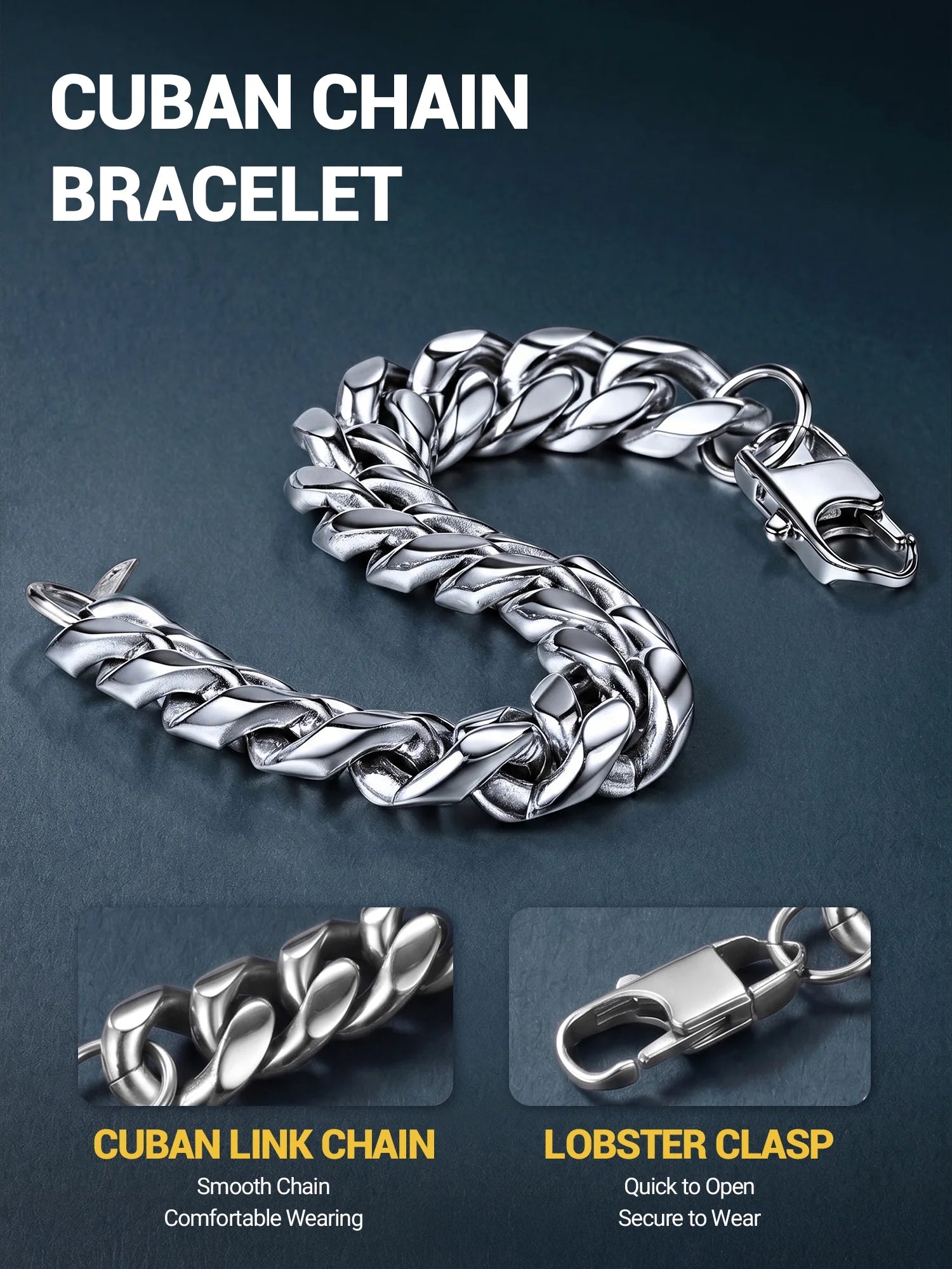 Men's chunky Cuban bracelet stainless steel 14MM