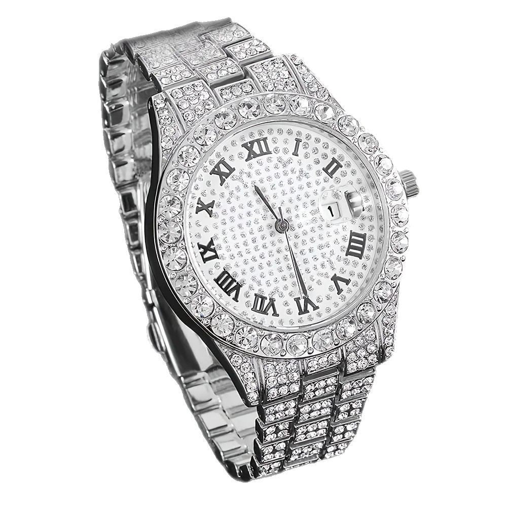 Hip hop watch bracelet and necklace set full set view