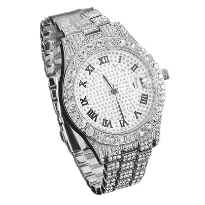 Hip hop watch bracelet and necklace set full set view