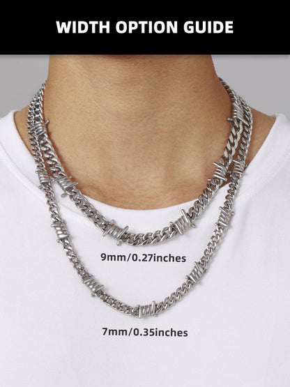 Thorns Cuban Chain Barbed Wire Necklace for Men – 9MM