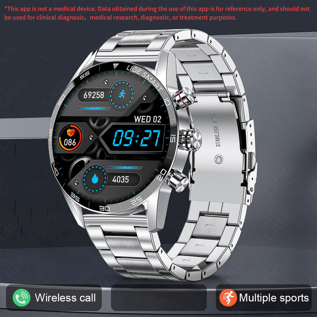 bluetooth smartwatch men blood pressure &amp; heart rate