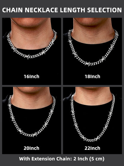 Thorns Cuban Chain Barbed Wire Necklace for Men – 9MM